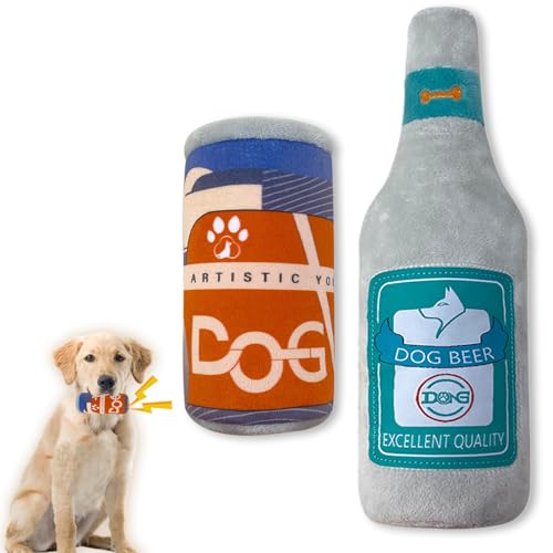Duuclume Quietschendes Plüschspielzeug-Set für Hunde, lustiges Kauspielzeug für Hunde, Bier-Weinflaschenform, interaktives Wasserflasche, quietschendes Spielzeug, Welpen, Geburtstagsgeschenk für Duuclume Quietschendes Plüschspielzeug-Set für Hunde, lustiges Kauspielzeug für Hunde, Bier-Weinflaschenform, interaktives Wasserflasche, quietschendes Spielzeug, Welpen, Geburtstagsgeschenk für von Duuclume