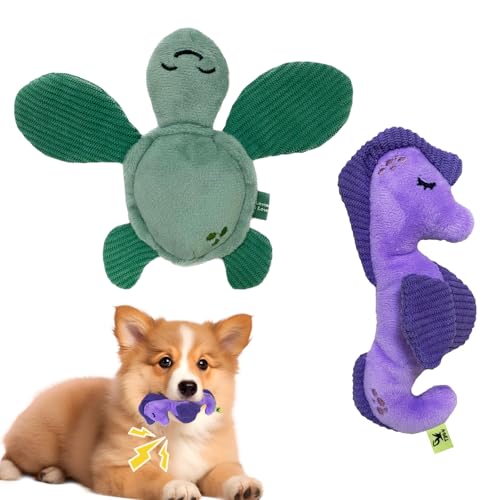 Duuclume Quietschendes Seepferdchen und Schildkröte, Kauspielzeug für Hunde, weiches Plüsch und Cord, interaktives Welpenspielzeug mit Knistergeräusch für kleine Hunde, 2 Stück Duuclume Quietschendes Seepferdchen und Schildkröte, Kauspielzeug für Hunde, weiches Plüsch und Cord, interaktives Welpenspielzeug mit Knistergeräusch für kleine Hunde, 2 Stück von Duuclume