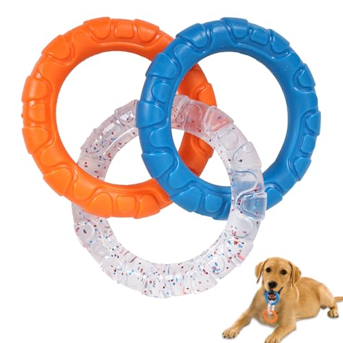 Duuclume TPR 3-Ring Tug Hundespielzeug, langlebig Hund kauen Spielzeug für Haustiere Ausbildung Zahnen, interaktive Fetch Spielzeug für Welpen kleine mittlere große Rassen aggressiv Kauende von Duuclume