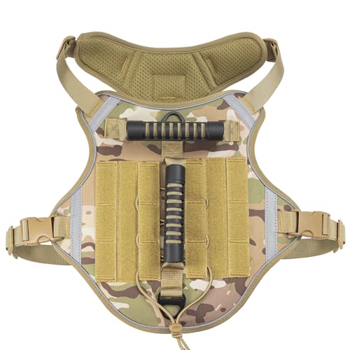 Duuclume Taktisches Hundegeschirr, kein Ziehen, Hundetrainingsweste mit Griff, reflektierend, verstellbar, Hundeweste, Geschirr für Training, Walking, Wandern (Tarnfarbe, XL) von Duuclume