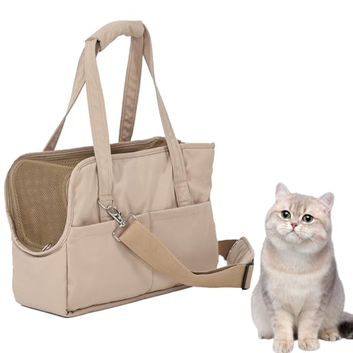 Duuclume Tragetasche für Hunde, Umhängetasche und Handtasche, weiche Seiten, mit Netzfenstern und großen Vordertaschen für 4,5 kg Welpen, 5,9 kg Kätzchen (Braun) von Duuclume