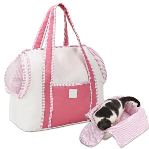 Duuclume Tragetasche für Hunde, weiche Seiten, Haustier-Tragetasche mit Vordertasche, tragbare Handtasche für kleine Hunde und Katzen, umwandelbar in Haustierbett, leichtes Muschel-Design (Rosa) von Duuclume