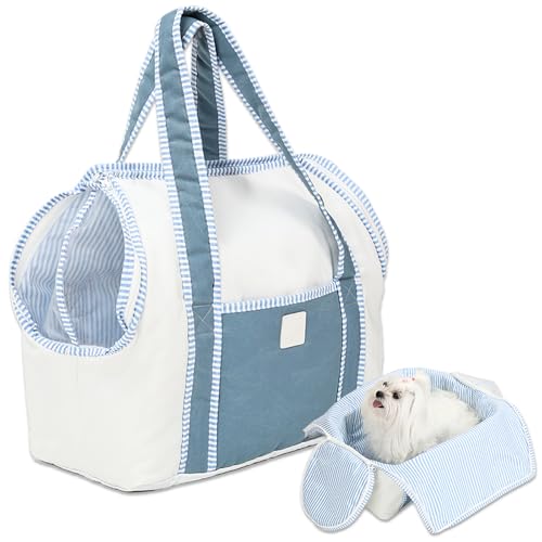 Duuclume Tragetasche für Hunde, weiche Seiten, Haustier-Tragetasche mit Vordertasche, tragbare Handtasche für kleine Hunde und Katzen, umwandelbar in Haustierbett, leichtes Muschel-Design (blau) von Duuclume