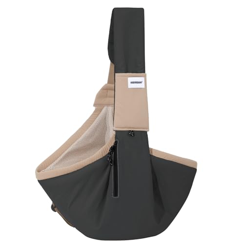 Duuclume Tragetasche für kleine Hunde, weiche Seite, freihändige Katzentragetasche mit festem Klebeband und Seitentasche, Crossbody-Tragetasche für Welpen, Katzen bis zu 8,8 kg, Grau von Duuclume