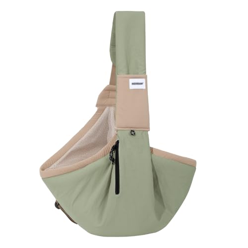 Duuclume Tragetasche für kleine Hunde, weiche Seite, freihändige Katzentragetasche mit festem Klebeband und Seitentasche, Crossbody-Tragetasche für Welpen, Katzen bis zu 8,8 kg, Grün von Duuclume
