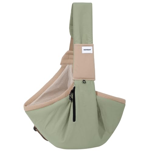 Duuclume Tragetasche für kleine Hunde, weiche Seite, freihändige Katzentragetasche mit festem Klebeband und Seitentasche, Crossbody-Tragetasche für Welpen, Katzen bis zu 8,8 kg, Grün von Duuclume