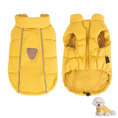 Duuclume Warme Haustierjacke, wasserdicht, winddicht, reflektierend, verstellbar, Haustierweste, Winterkleidung mit D-Ring für kleine bis große Hunde (Gelb, M) von Duuclume