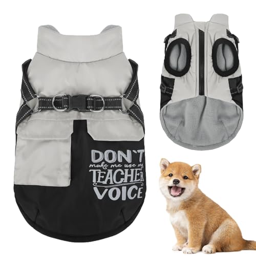 Duuclume Warmer Hunde-Wintermantel, Fleece-Jacke mit Reißverschluss, winddicht, weich, für kaltes Wetter, mit Doppel-D-Ring-Leine und reflektierenden Streifen für kleine Haustiere (Schwarz, XXL) von Duuclume