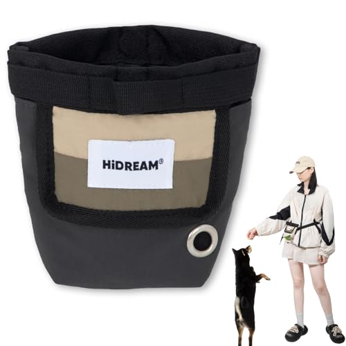 Duuclume Wasserdichte Nylon-Hundeleckerli-Tasche – Multifunktionaler Magnetverschluss, Hundetrainingstasche mit verstellbarem Bund und Kotbeutelspender (Grau) von Duuclume