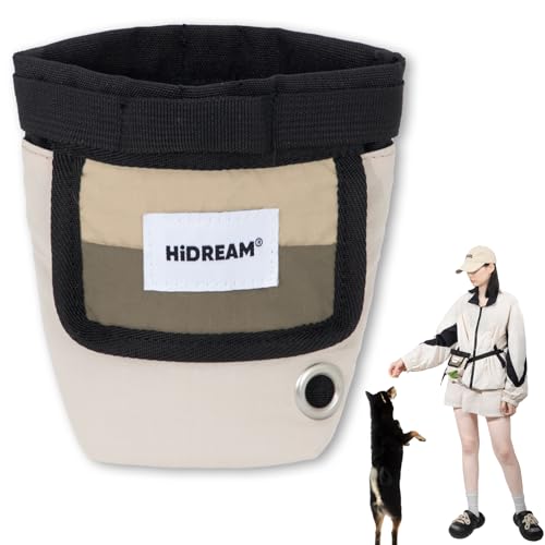 Duuclume Wasserdichte Nylon-Hundeleckerli-Tasche – Multifunktionaler Magnetverschluss, Hundetrainingstasche mit verstellbarem Bund und Kotbeutelspender (braun) von Duuclume