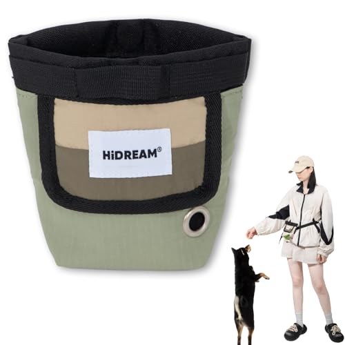 Duuclume Wasserdichte Nylon-Hundeleckerli-Tasche – Multifunktionaler Magnetverschluss, Hundetrainingstasche mit verstellbarem Bund und Kotbeutelspender (grün) von Duuclume