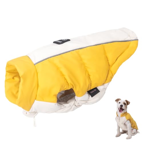 Duuclume Wasserdichter Hunde-Wintermantel, verstellbar, warme Haustierjacke mit Loch für die Leine und Reißverschluss, reflektierende Kaltwetterweste für kleine bis große Hunde, Haustierbekleidung von Duuclume