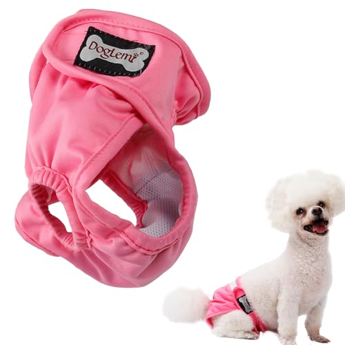 Duuclume Wiederverwendbare Hundewindeln für weibliche Hündinnen, waschbar, sehr saugfähig, Trainingshose mit verstellbaren Druckknöpfen für Inkontinenz, Periode (Rosa, XS) von Duuclume