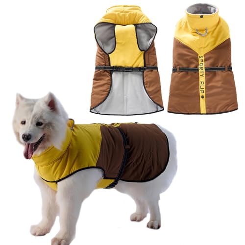 Duuclume Winddichter Hunde-Wintermantel für kleine, mittelgroße und große Hunde, Pufferjacke für kaltes Wetter, leicht anzuziehen, zweifarbige Kontrastfarben, Patchwork-Hunde-Schneeanzug mit Duuclume Winddichter Hunde-Wintermantel für kleine, mittelgroße und große Hunde, Pufferjacke für kaltes Wetter, leicht anzuziehen, zweifarbige Kontrastfarben, Patchwork-Hunde-Schneeanzug mit von Duuclume