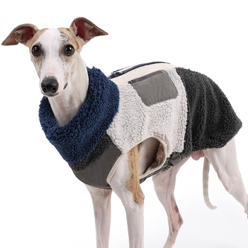 Duuclume Winter-Hundemantel mit Reißverschluss, Fleece-Hundejacke mit Tasche und doppeltem Reißverschluss, warme und kalte Wetter-Haustierkleidung (Blau, Größe XL) von Duuclume