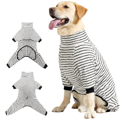 Duuclume Winterpullover für Hunde, kaltes Wetter, vierbeinig, warmer Overall, verstellbarer Schlafanzug und gemütlicher Einteiler für kleine bis große Hunde (Schwarz-Weiß, XXL) von Duuclume