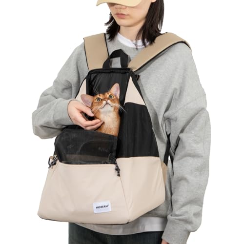 Haustier-Tragetasche, Rucksack für Welpen, Katzen, bequeme, belüftete Brusttasche, verstellbare Hunde-Fronttrage, geeignet für 0-5,9 kg Haustiere, Wandern, Reisen, Camping (braun) von Duuclume