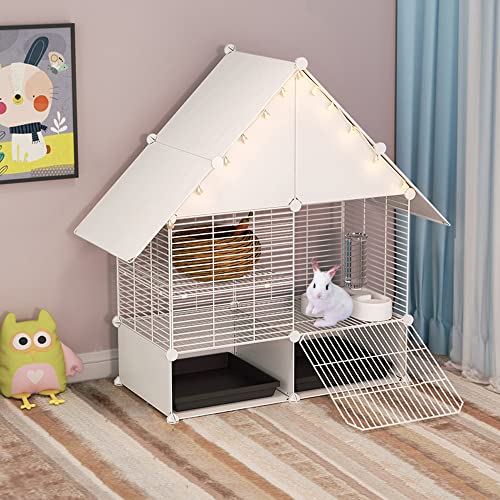 DuvinDD 2-stöckiger kleiner Kaninchenkäfig Indoor Hasenstall mit 2 tiefen ausziehbaren Schalen und Urinschutz, Meerschweinchenkäfig Metalldrahtnetz Villa, Kleintierhaus für Frettchen, Chinchilla, Igel DuvinDD 2-stöckiger kleiner Kaninchenkäfig Indoor Hasenstall mit 2 tiefen ausziehbaren Schalen und Urinschutz, Meerschweinchenkäfig Metalldrahtnetz Villa, Kleintierhaus für Frettchen, Chinchilla, Igel von DuvinDD