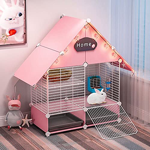 DuvinDD 2-stöckiger kleiner Kaninchenkäfig Indoor Hasenstall mit 2 tiefen ausziehbaren Schalen und Urinschutz, Meerschweinchenkäfig Metalldrahtnetz Villa, Kleintierhaus für Frettchen, Chinchilla, Igel DuvinDD 2-stöckiger kleiner Kaninchenkäfig Indoor Hasenstall mit 2 tiefen ausziehbaren Schalen und Urinschutz, Meerschweinchenkäfig Metalldrahtnetz Villa, Kleintierhaus für Frettchen, Chinchilla, Igel von DuvinDD