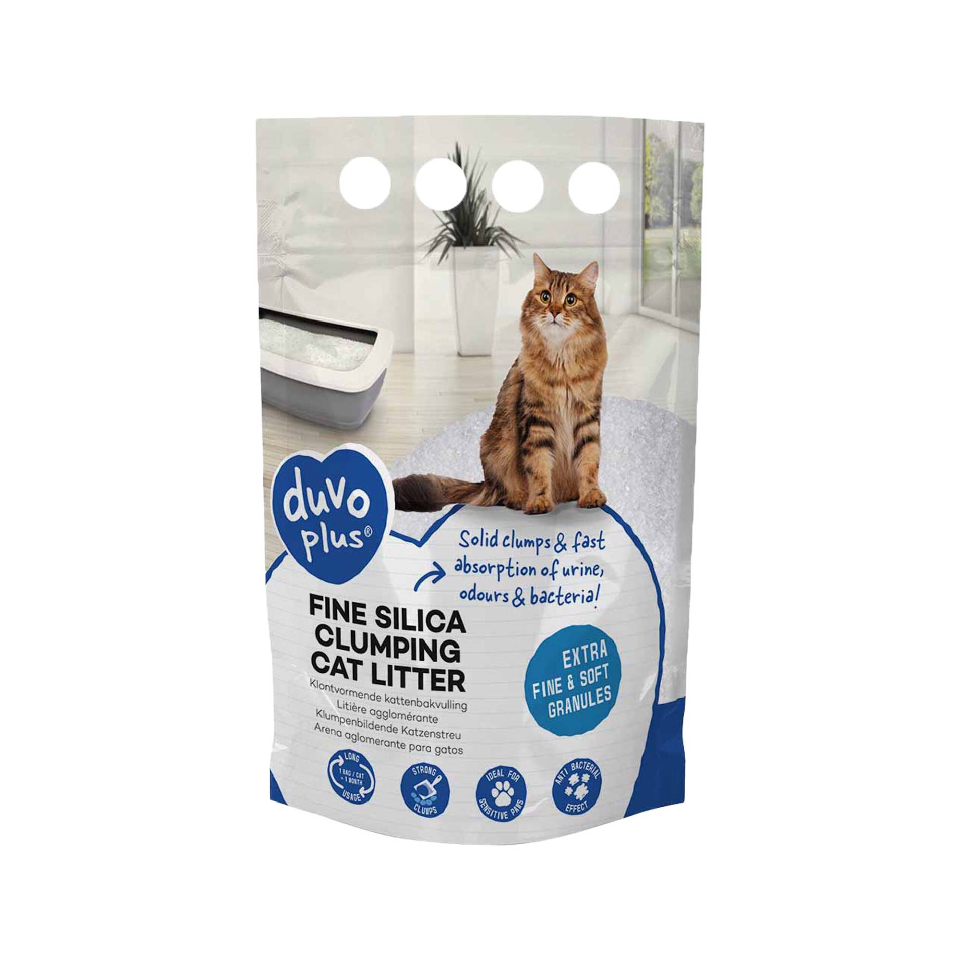 Duvo+ Premium Feine Silica Katzenstreu - Klumpend - 5L von Duvo+