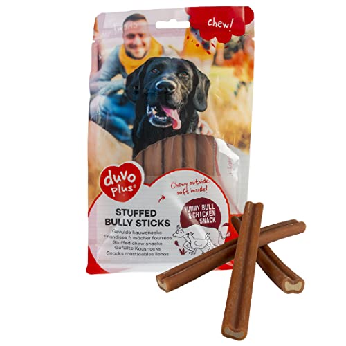 Chew! Bully Sticks 15 cm – 10 Stück – 310 g – hart außen – weich innen, Kausnack mit Rindersehne und Huhn, ohne Zuckerzusatz, ideal als Snack oder Belohnung für Hunde von Duvoplus
