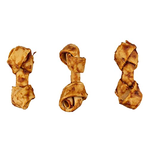 Chew! Hühnerknochen und Erdnussbutter S – 6 cm – 20 Stück/330 g, leckeres Kauspielzeug ohne Rindsleder, ohne Zuckerzusatz, ideal als Snack oder Belohnung für Hunde von Duvoplus