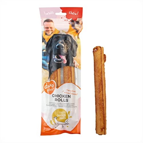 Chew! Huhn Rolls L – 25 cm – 2 Stück/290 g, leckeres Kauspielzeug ohne Rindsleder, ohne Zuckerzusatz, ideal als Snack oder Belohnung für Hunde von Duvoplus