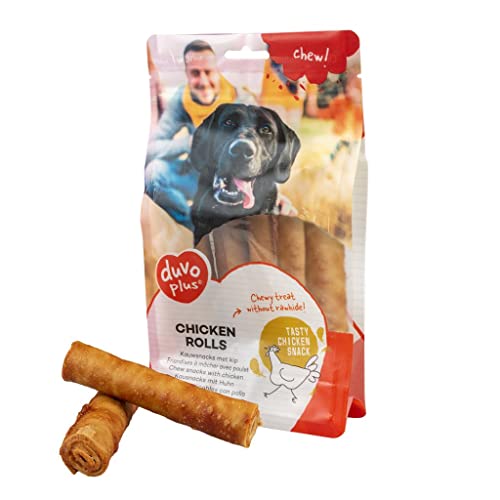 Chew! Rolls mit Huhn M – 12 cm – 5 Stück/330 g, leckeres Kauspielzeug ohne Rindsleder, ohne Zuckerzusatz, ideal als Snack oder Belohnung für Hunde von Duvoplus