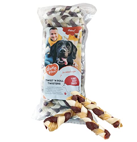 Chew! Twist `n Roll Twisters Rindfleisch, 1400 g – 12,5 cm – S – 50 st, köstlicher Snack auf Basis von Fleisch und Rindfleisch, Kombi-Snack, ohne Zuckerzusatz, geringer Fettgehalt von Duvoplus