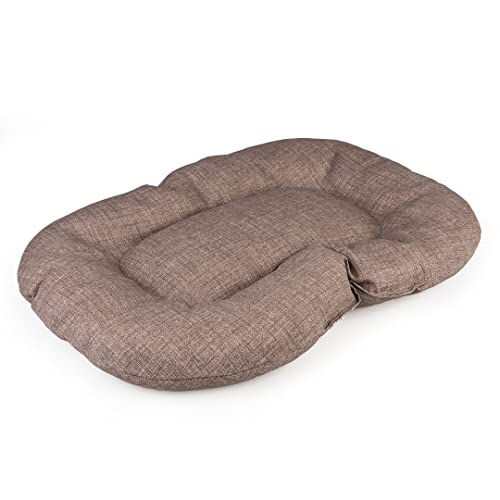 Duvoplus, Chesnut Kissen, oval, genäht, Samt, 71 x 52 x 7,5 cm, Braun, gepolstertes Kissen für Hunde, waschbar bei 30 °C, Elegantes Design, geeignet für den Korb, Bequeme Position von Duvoplus