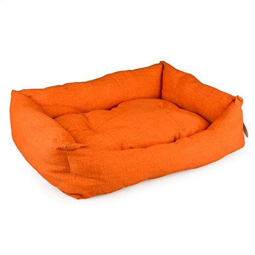 Duvoplus, Rechteckiges Hundebett, Samt, Tangerine, 60 x 45 x 16 cm, Orange, gepolstertes Kissen für Hunde, waschbar bei 30 °C, Elegantes Design, geeignet für Korb, Bequeme Position von Duvoplus