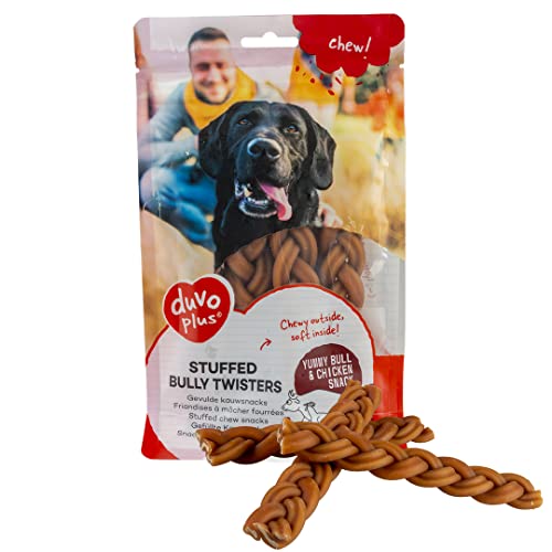 Chew! Bully Twisters 15 cm – 7 Stück – 252 g, köstlicher Snack aus Fleisch und Rindsleder, Kombi-Snack, ohne Zuckerzusatz, geringer Fettgehalt von Duvoplus