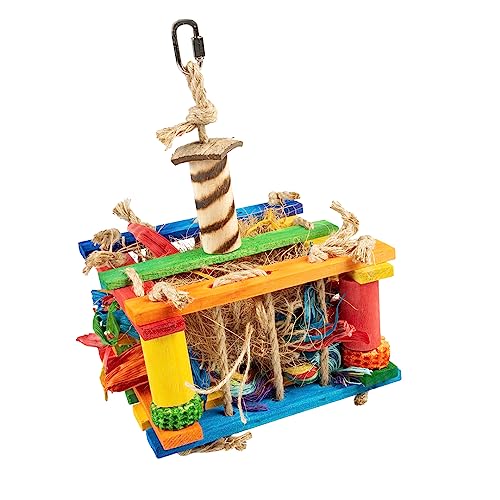 Duvoplus Spielbox aus Holz mit Sisal, Kokosfaser, 18 x 18 x 28 cm, Mehrfarbig von Duvoplus