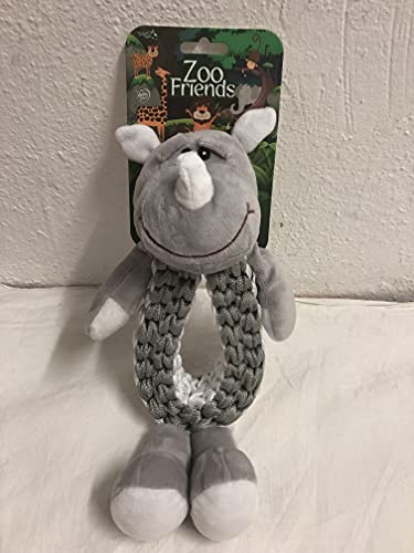 Duvoplus Zoo-Friends Nashorn 30 cm - Modernes Haustier-Spielzeug - Rhinoceros Toy - Für Erwachsene Hunde - Unparfümiert - Both Indoor & Outdoor - Zahnen - 1 stück von Duvoplus