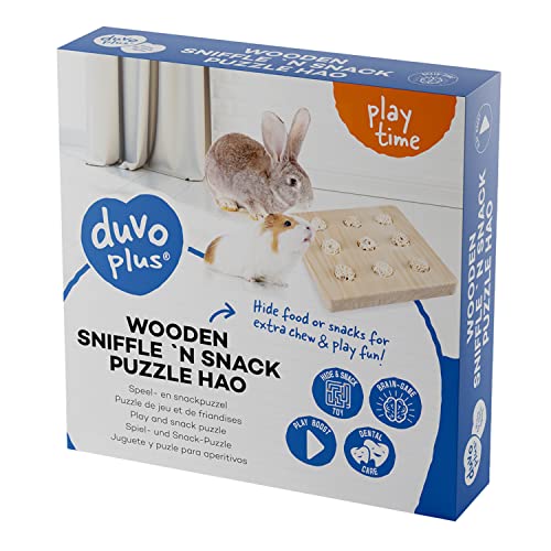 Sniffle'n Snack Puzzle aus Holz Hao, 19,7 x 19,7 x 2,5 cm, Beige, Spiel- und Leckerli-Puzzle, hergestellt aus hochwertigem Holz, stimuliert den natürlichen Instinkt des Nagens für Kaninchen und Sniffle'n Snack Puzzle aus Holz Hao, 19,7 x 19,7 x 2,5 cm, Beige, Spiel- und Leckerli-Puzzle, hergestellt aus hochwertigem Holz, stimuliert den natürlichen Instinkt des Nagens für Kaninchen und von duvoplus