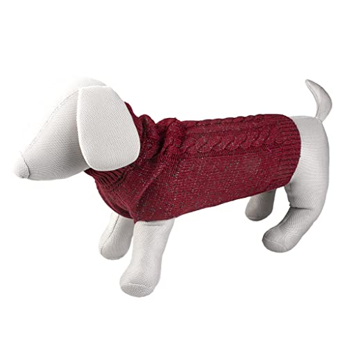 duvoplus, Cozy XL Hundepullover, 70 cm, Rot, Strickpullover mit gedrehtem Muster, leicht über den Kopf zu ziehen, 100% Acrylwolle, mit Zwei Löchern für die Vorderbeine von Duvoplus