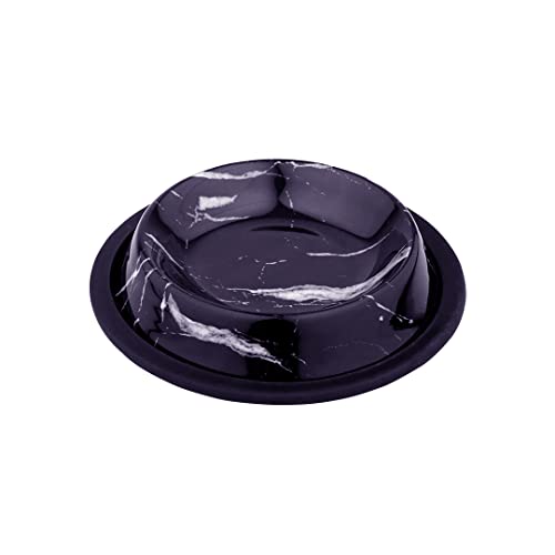 duvoplus, Deco Fix Futternapf, Marmoroptik, 2100 ml – XL – 32,3 x 32,3 x 6,1 cm, schwarz, rostfrei, mit rutschfestem Gummirand, moderner Druck, Marmoroptik, für Hunde und Katzen von Duvoplus