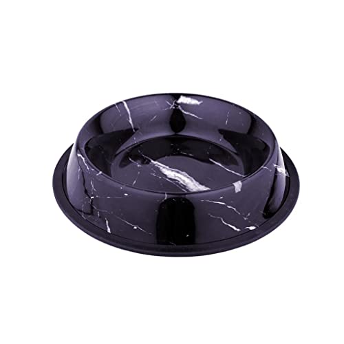 duvoplus, Deco Fix Marble Look Futternapf, 1000 ml – L – 25,8 x 25,8 x 5,1 cm, schwarz, rostfrei, mit rutschfestem Gummirand, moderner Druck in Marmoroptik, für Hunde und Katzen von Duvoplus