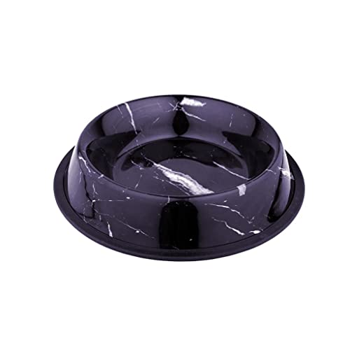 duvoplus, Deco Fix Futternapf, Marmor-Look, 460 ml, Größe S, 21 x 21 x 4,2 cm, schwarz, rostfrei, mit rutschfestem Gummirand, moderner Druck, Marmoroptik, für Hunde und Katzen von Duvoplus