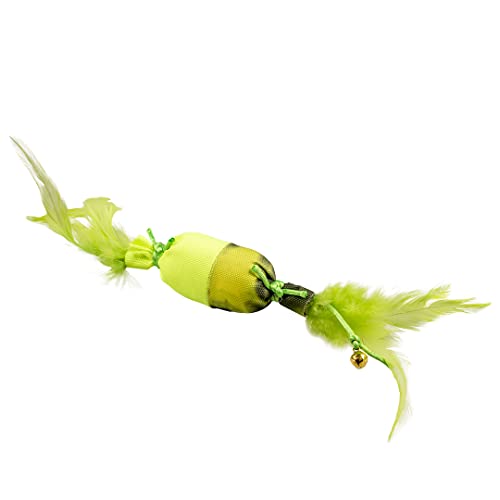 Duvoplus, Flash Bonbon mit Federn, 30 x 4 x 4 cm, Grün, Spielzeug, Grün, Katze von Duvoplus