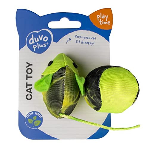 Duvoplus, Flash Maus und Ball, 2 Stück, 16 x 3,8 x 4 cm, Grün, Spielzeug, Grün, Katze von Duvoplus