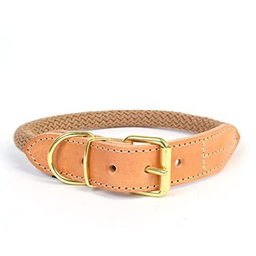 duvoplus, Halsband aus robustem und weichem Nylon mit Leder-Finish GA Me Explor Forest, Größe XL – 56 – 64 cm/14 mm, Farbe Taupe, für Hunde, ideal für Spaziergänge und abenteuerliche Expeditionen von Duvoplus