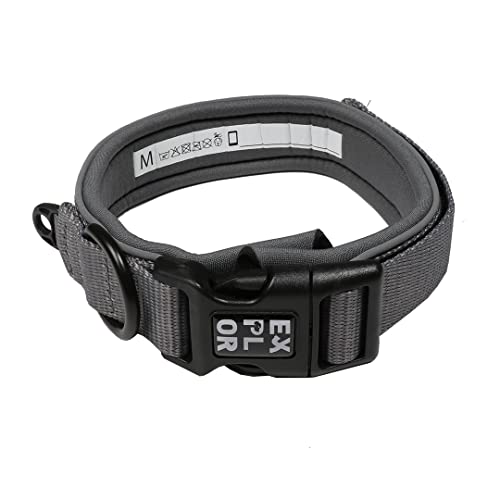 duvoplus, Ultimate Fit Comfy Safety Halsband mit reflektierenden Nähbändern, Größe M – 39 – 44 cm Silver Reflective für Hunde, widerstandsfähige Materialien, schnelltrocknend von Duvoplus