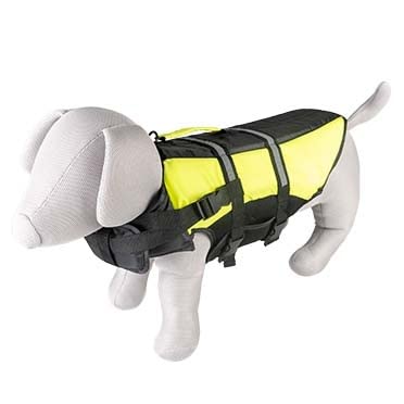 duvoplus, Hi Vis Schwimmweste für Hunde, Marineblau, Größe S – 40 cm – max. 24 kg schwarz/gelb, reflektierende Streifen, ideal zum einfachen Herausnehmen, Klettverschluss und verstellbare Verschlüsse. von Duvoplus