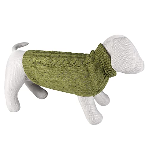 duvoplus, Hundepullover Cozy M – 50 cm, Grün, Strickpullover mit Zopfmuster, leicht über den Kopf zu ziehen, 100% Acrylwolle, mit Zwei Löchern für die Vorderbeine von Duvoplus