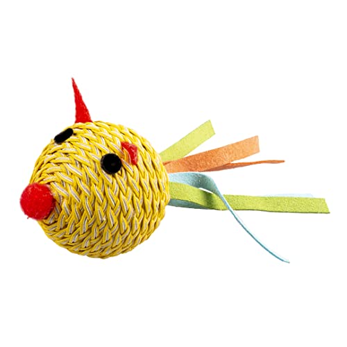 Duvoplus, Jolly Maus aus Ball, Gelb, 13 x 4,5 x 5 cm, Gelb, Spielzeug, Gelb, Katze von Duvoplus