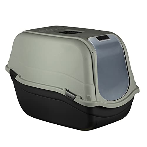 duvoplus, Katzentoilette Romeo 44 x 65 x 46 cm, Taupe/schwarz, EIN Aktivkohlefilter verhindert die Verbreitung von schlechten Gerüchen, mit Klappe transparent und selbstständig, hygienisch – waschbar duvoplus, Katzentoilette Romeo 44 x 65 x 46 cm, Taupe/schwarz, EIN Aktivkohlefilter verhindert die Verbreitung von schlechten Gerüchen, mit Klappe transparent und selbstständig, hygienisch – waschbar von Duvoplus