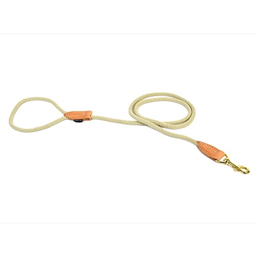 duvoplus, Leine aus robustem und weichem Nylon mit Leder-Finish, Produktreihe Explor Forest, Größe 135 cm/8 mm, Beige, für Hunde, ideal für Spaziergänge und abenteuerliche Expeditionen von Duvoplus