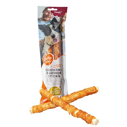 duvoplus, Meat! Sticks Rinderhaut & Huhn, 25 cm – ± 2st, Pflege und Stärkung der Zähne, ohne Getreide und Gluten, ideal für allergische oder unverträgliche Hunde, ohne Zuckerzusatz von Duvoplus