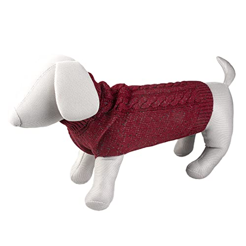 duvoplus, Hundepullover Cozy XS – 30 cm rot, Strickpullover mit Zopfmuster, leicht über den Kopf zu ziehen, 100% Acrylwolle, mit Zwei Löchern für die Vorderbeine von Duvoplus